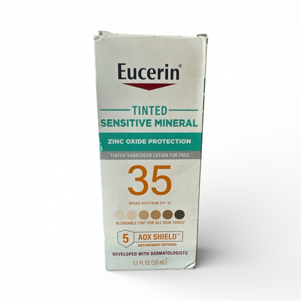 Eucerin Tinted Sunscreen Face‎ Lotion SPF 35 1.7oz Sensitive Mineral Zinc NIB